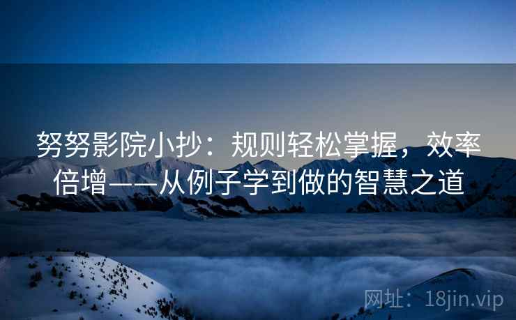 努努影院小抄：规则轻松掌握，效率倍增——从例子学到做的智慧之道